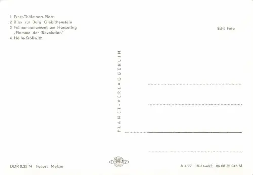 Gruß aus Halle Kröllwitz und Flamme der Revolution Sachsen-Anhalt Postkarte AK