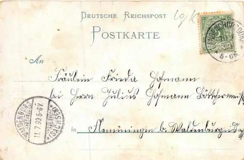 Gruss aus Langenhursdorf Kirche Schule Erbgericht Restaurant Postkarte AK 1899