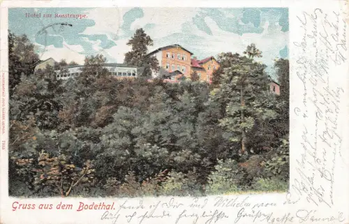 Gruss aus dem Bodethal Hotel zur Rosstrappe AK 1899