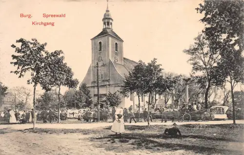Burg Spreewald Kirchgang Frauen Tracht Postkarte 1907