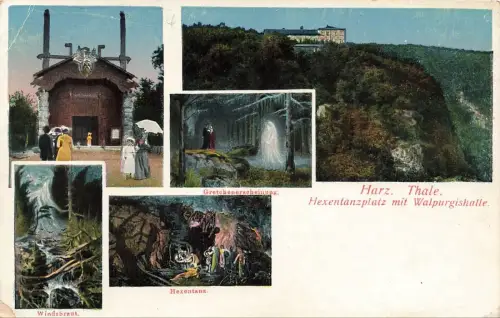 Hexentanzplatz mit Walpurgishalle im Harz Thale Sachsen-Anhalt Postkarte AK