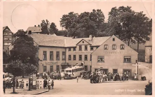 Gasthof Erbgericht Buntes Haus in Seiffen Erzgebirge Sachsen Postkarte AK 1931