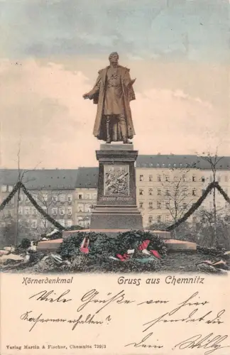 Gruss aus Chemnitz Körnerdenkmal Postkarte