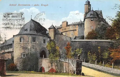 Schloss Hartenstein Erzgebirge Sachsen Postkarte AK 1929