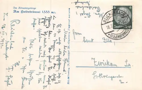 Im Altvatergebirge Am Heidebrünnel 1333m Postkarte AK 1933