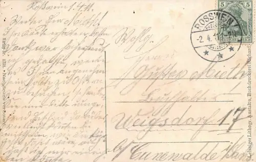 Gruss aus Rosswein Stadtansicht vom Bismarckplatz gesehen Sachsen AK 1911