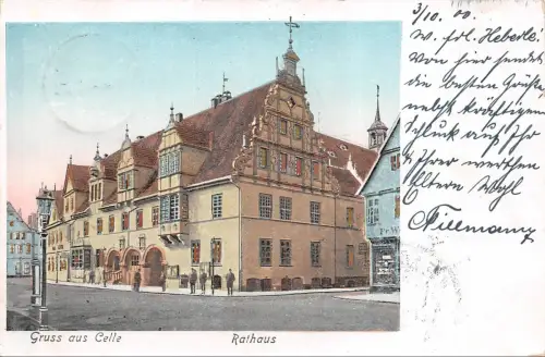 Gruss aus Celle Rathaus Halt gegen das Licht Niedersachsen Postkarte AK 1900