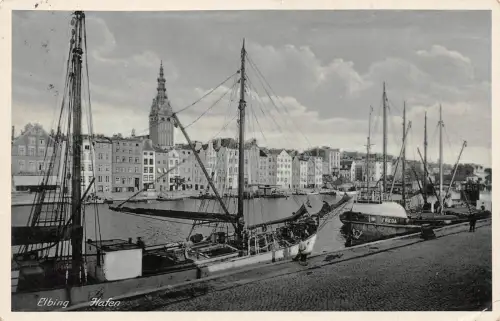 Elbing / Elbląg Hafen Schiffe Postkarte 1939