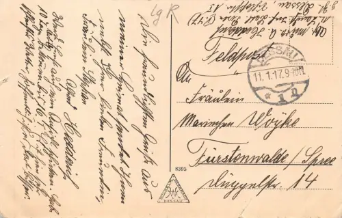 Dessau Herzogl. Schloß Mühle und Gestänge von der Muldpromenade Feldpost AK 1917