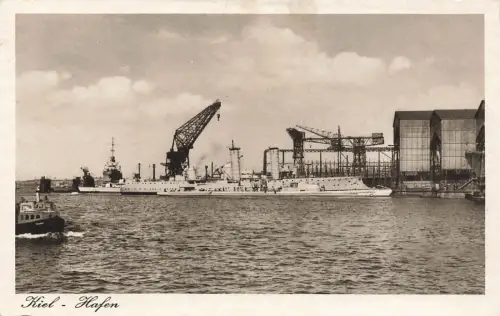 Blick auf den Hafen in Kiel Schleswig-Holstein Postkarte AK