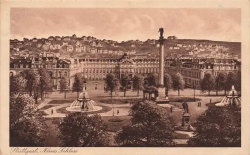 Neues Schloss in Stuttgart Baden-Württemberg Postkarte AK