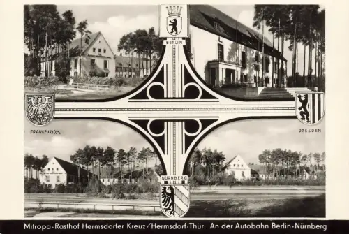 Mitropa Rasthof Hermsdorfer Kreuz Hermsdorf Thüringen Postkarte AK