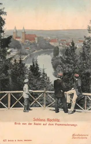 Blick von der Bastei auf Schloss Rochlitz Sachsen Postkarte
