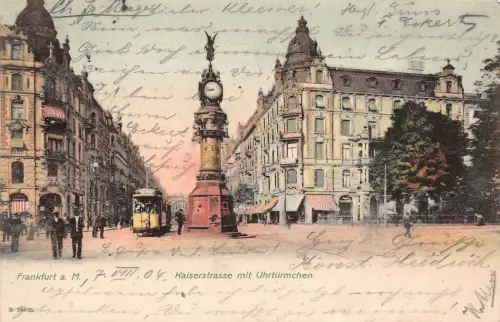 Frankfurt a. M. Kaiserstrasse mit Uhrtürmchen AK 1904