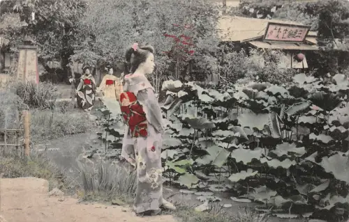 Tsingtao Tsingtau 青岛 市 Geishas Kiautschou China /Stempel Tsingtau-Gr.Hafen 1913