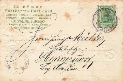 Fröhliche Pfingsten Blumen Rahmen Postkarte AK 1904