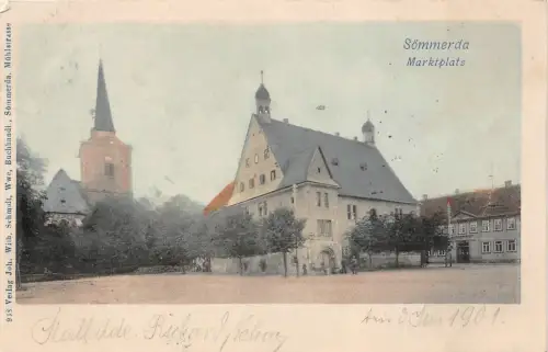 Sömmerda Marktplatz Häuser Postkarte 1901