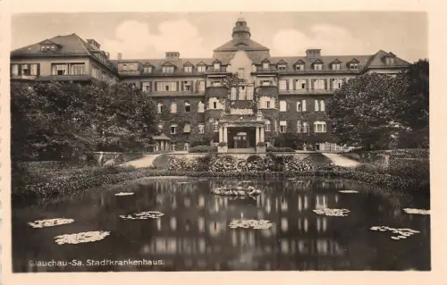 Stadtkrankenhaus Glauchau Sachsen Postkarte AK 1941