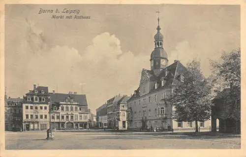 Markt mit Rathaus Borna bei Leipzig Sachsen Postkarte AK 1909