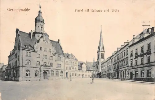 Markt mit Rathaus und Kirche Geringswalde Sachsen Postkarte AK 1916