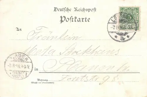 Gruss aus Lössnitz Rathaus Postamt Litho AK 1898