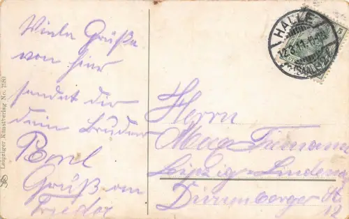 Halle a. S. Promenade mit Stadttheater Postkarte 1911