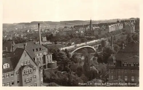 Plauen i. V. Blick auf Friedrich-August-Brücke Postkarte AK