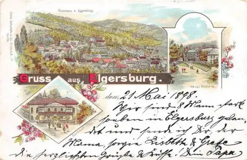Elgersburg Hotel, Panorama, Kurhaus 1898 Litho Postkarte