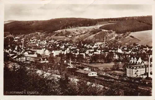 Stadtansicht Olbernhau Erzgebirge Sachsen Postkarte AK 1931