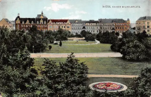 Kaiser Wilhelmplatz in Riesa Sachsen Postkarte AK
