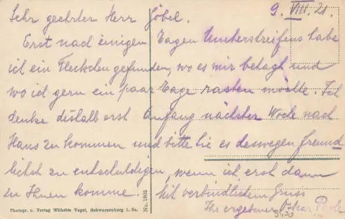 An der Vorstadtbrücke in Schwarzenberg sächs. Erzgeb. Sachsen Postkarte AK 1921