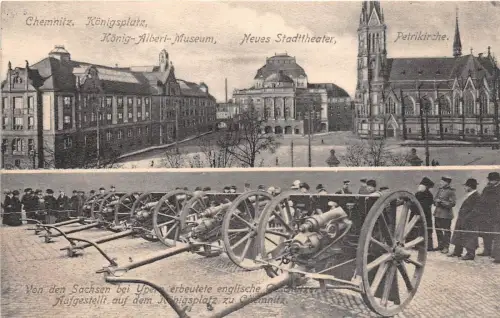 Chemnitz Sachsen Geschütz Austellung auf Königsplatz gelaufen 1915