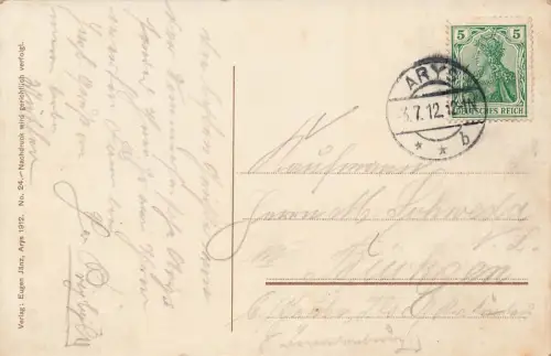 Altes Lager Truppenübungsplatz Arys Ostpreussen Postkarte AK 1912