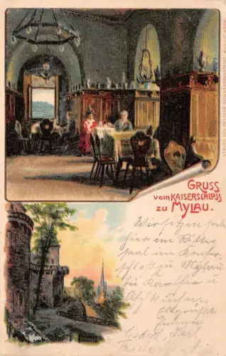 Gruss vom Kaiserschloss zu Mylau Vogtland Sachsen Postkarte AK 1912