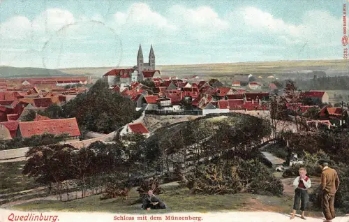 Quedlinburg Schloss mit dem Münzenberg Postkarte AK 1913