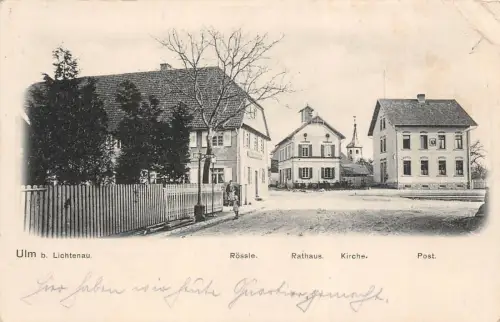 Ulm b. Lichtenau Rössle Rathaus Kirche Post Feldpostkarte AK 1918