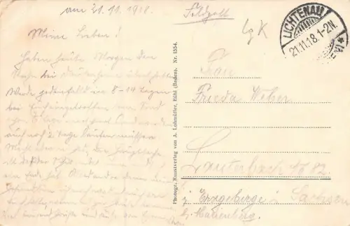 Ulm b. Lichtenau Rössle Rathaus Kirche Post Feldpostkarte AK 1918