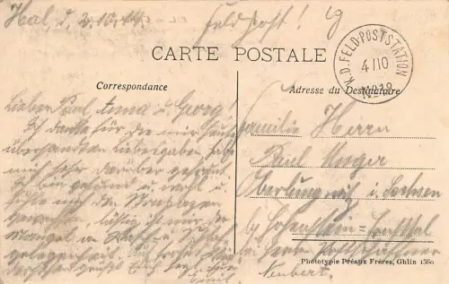 Hal L'Hotel de Ville Feldpostkarte AK 1918