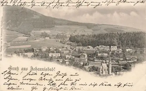 Gruß aus Johannisbad Stadtansicht Böhmen Postkarte AK 1908