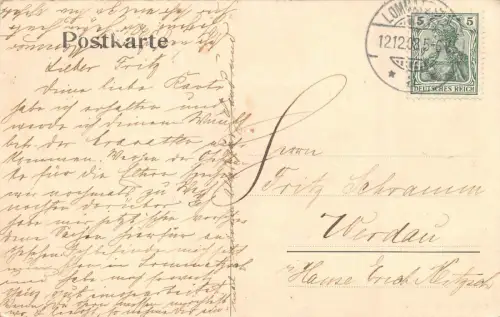 Rathaus und Markt Drogerie Lommatzsch Sachsen Postkarte AK 1908