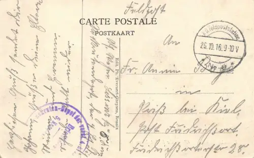 Renaix-Ronse Chapelle Saint-Jean Cambier Feldpostkarte AK 1916