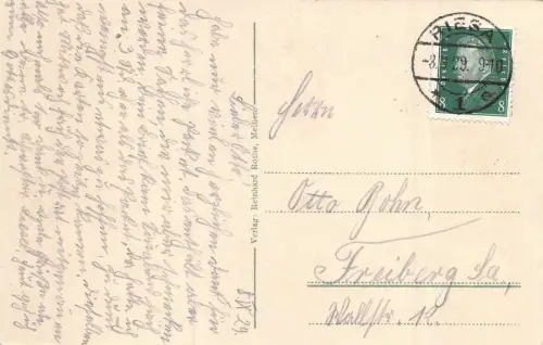 Hafenstraße mit Riesaer Bank Gröba Riesa an der Elbe Sachsen Postkarte AK 1929