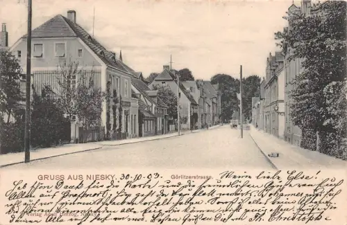 Gruss aus Niesky Lausitz Görlitzerstrasse Postkarte gel. 1903