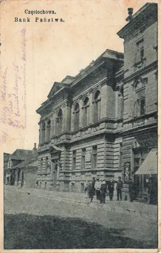 Bank Państwa in Tschenstochau Czestochowa Schlesien Postkarte AK 1914
