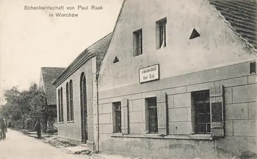 Schankwirtschaft von Paul Raak in Werchow Brandenburg Postkarte AK