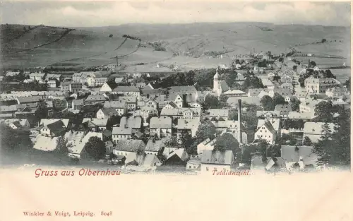 Gruss aus Olbernhau mit Totalansicht Sachsen Postkarte AK