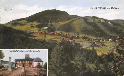 Die Lausche vom Hofeberg mit Gesellschaftsplatz auf der Lausche Sachsen AK 1929