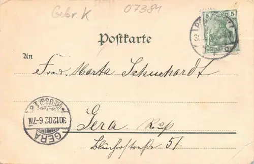 Glückwunch zum neuen Jahre ! Gesamtansicht Pössneck Thüringen Postkarte AK 1902