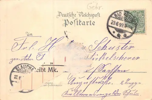 Gruss aus Bad Köesen Rudelsburg u. Saaleck Neue Brücke Postkarte AK 1899