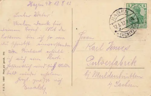 Kampstrasse in Hagen Nordrhein-Westfalen Postkarte AK 1912